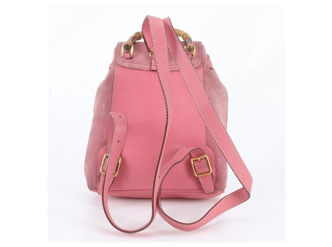 Mochila de couro Gucci Old Bamboo Rosa - vista 3