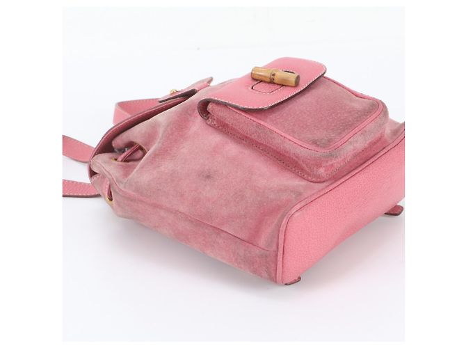 Mochila de couro Gucci Old Bamboo Rosa - vista 5