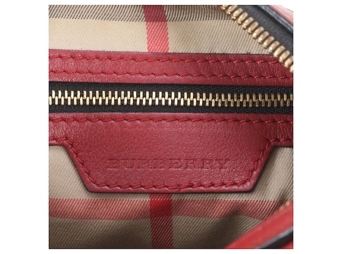 Bolsa Mini Boston em couro Burberry Nova Check Vermelho - vista 10
