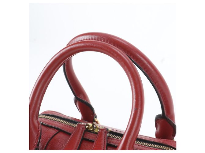 Bolsa Mini Boston em couro Burberry Nova Check Vermelho - vista 2