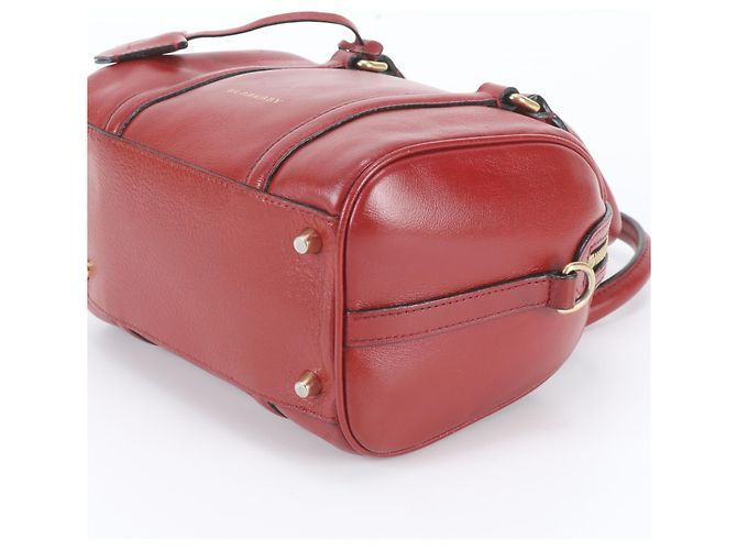 Bolsa Mini Boston em couro Burberry Nova Check Vermelho - vista 4