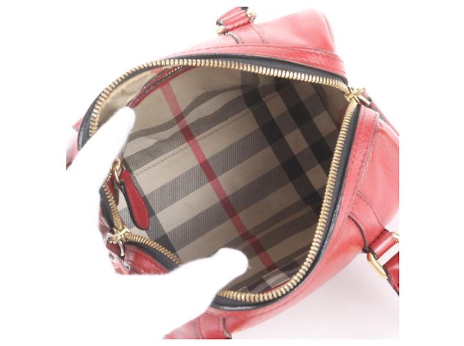 Bolsa Mini Boston em couro Burberry Nova Check Vermelho - vista 7
