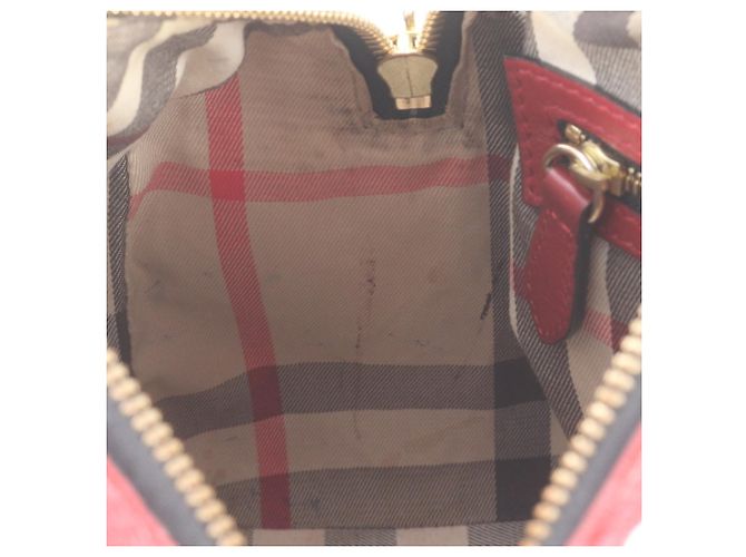 Bolsa Mini Boston em couro Burberry Nova Check Vermelho - vista 9
