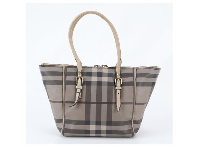 Sac cabas en cuir Burberry Check Beige - vue 3