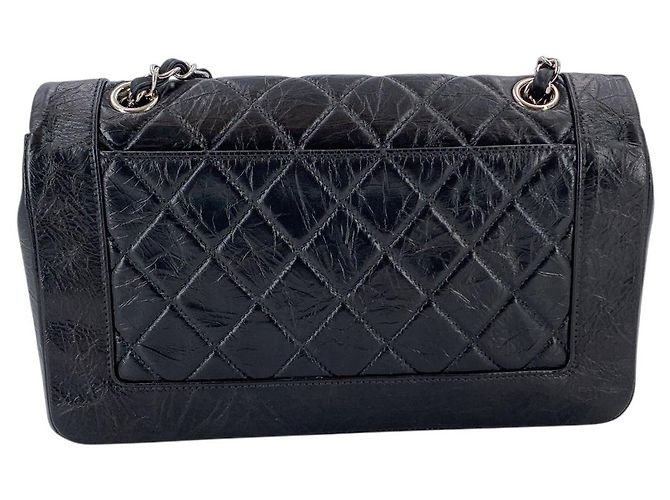 Timeless Chanel Borsa crossbody a patta 2018 in pelle bi-matelassé invecchiata nera Nero - vista 3