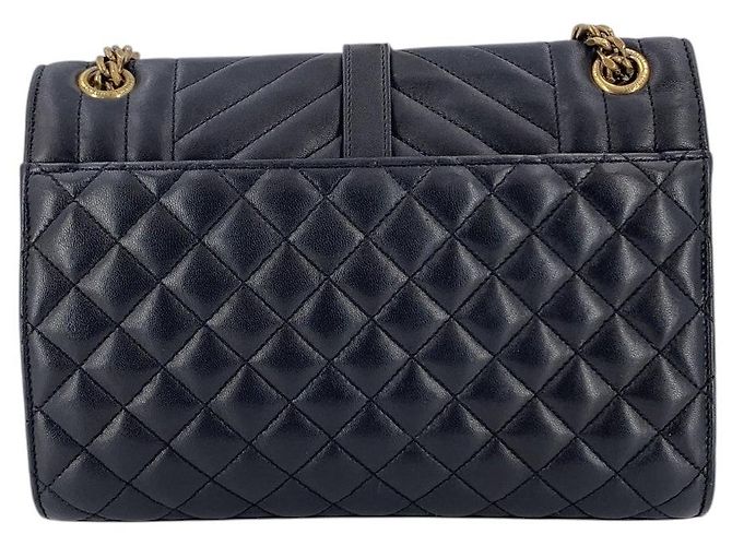 Autre Marque Bolsa de ombro envelope YSL em couro preto tri-quilted - vista 3