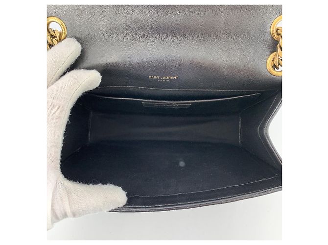 Autre Marque Bolsa de ombro envelope YSL em couro preto tri-quilted - vista 5