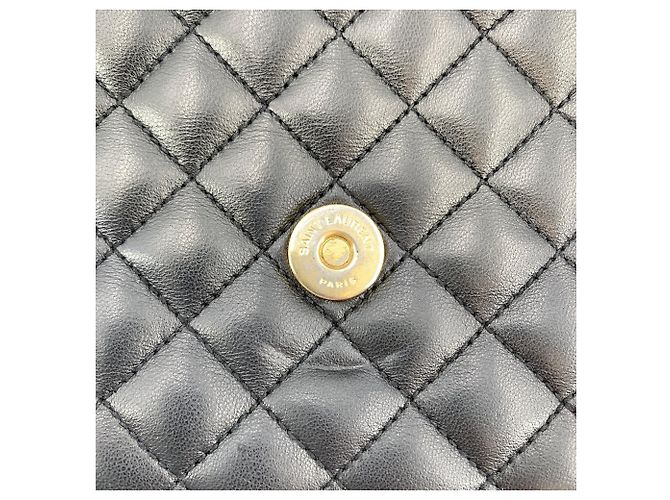 Autre Marque Bolsa de ombro envelope YSL em couro preto tri-quilted - vista 7