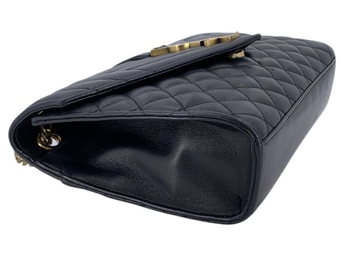 Autre Marque Bolsa de ombro envelope YSL em couro preto tri-quilted - vista 8