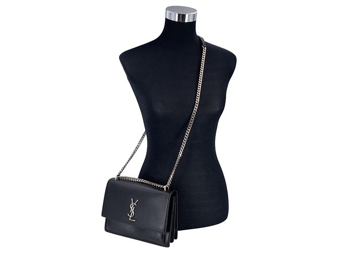 Autre Marque Bolsa de Ombro YSL Sunset Medium em couro preto - vista 2