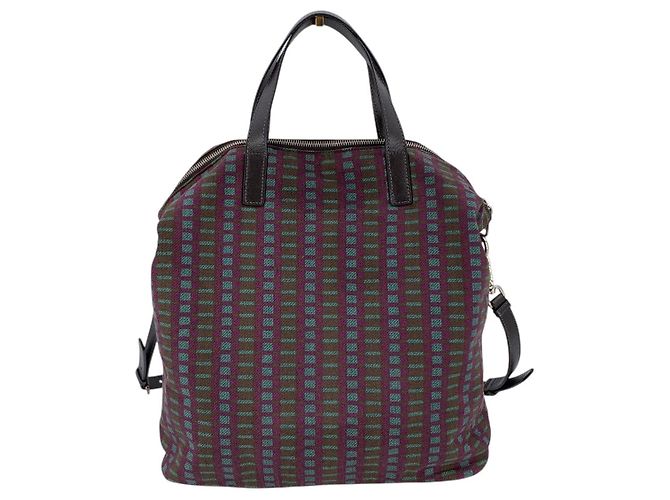 Prada Vintage Multicolour Patterned Cloth 2 Way Tote Shoulder Bag Purple - view 3