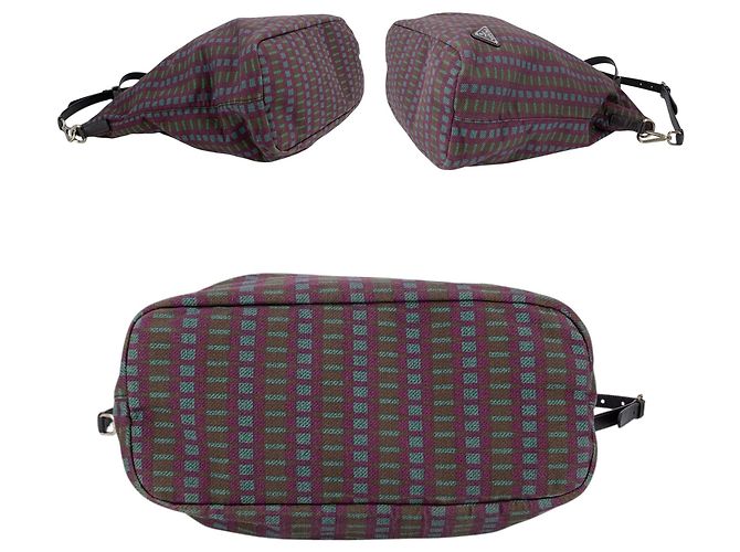 Prada Vintage Multicolour Patterned Cloth 2 Way Tote Shoulder Bag Purple - view 4