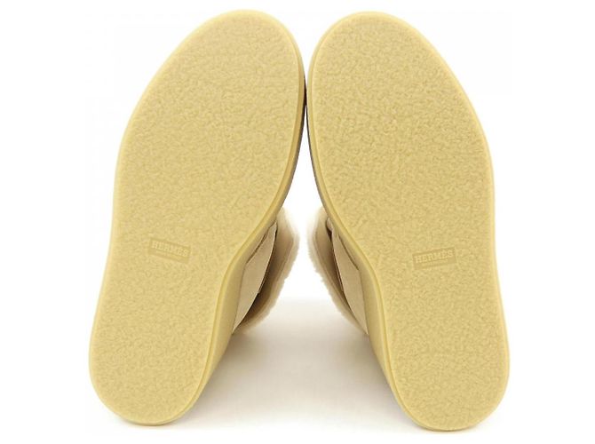Botas de pele de carneiro Hermès Hemisphere Marrom Branco Bege - vista 4