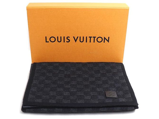 Bufanda Louis Vuitton Neo Petit Damier de lana Negro - vista 5