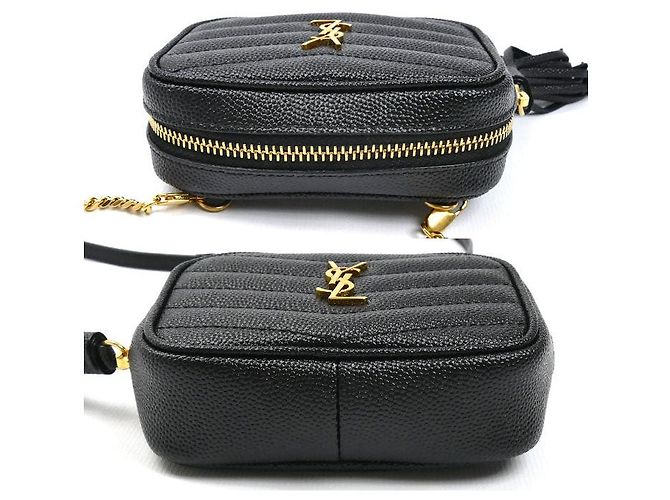 Yves Saint Laurent Borsa a tracolla con catena in pelle Saint Laurent Baby Lou Nero - vista 3
