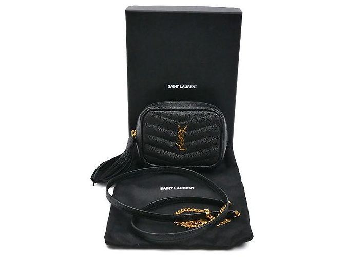 Yves Saint Laurent Borsa a tracolla con catena in pelle Saint Laurent Baby Lou Nero - vista 8