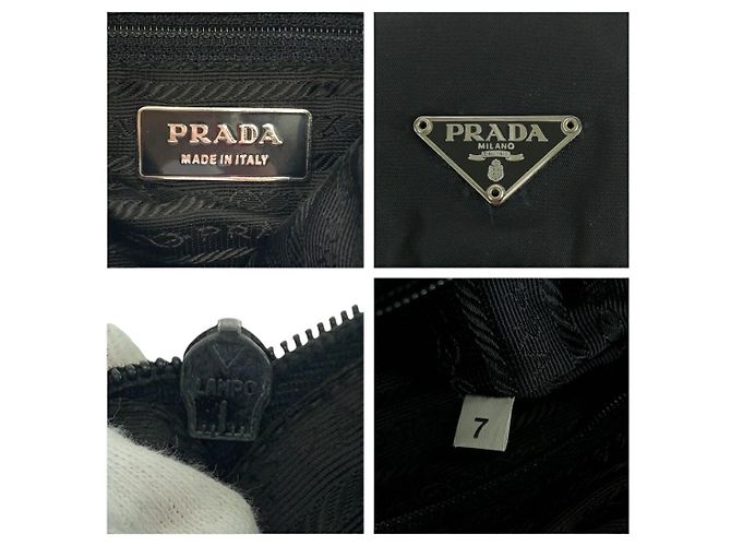 Sac à épaule en nylon Prada Tessuto avec plaque logo triangle Noir - vue 4