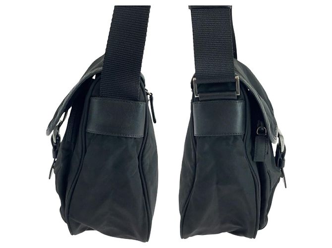 Sac à épaule en nylon Prada Tessuto avec plaque logo triangle Noir - vue 8