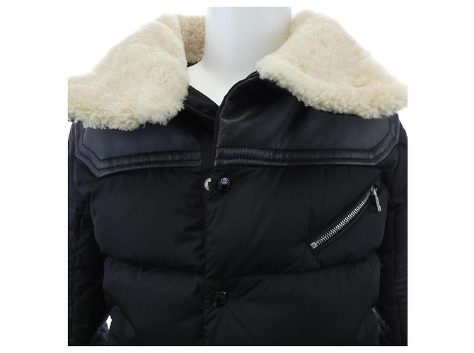 Casaco de Penas e Pele de Carneiro Moncler LEO Preto - vista 7