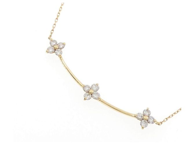 Autre Marque Colar Au750 Flor e Diamantes Dourado - vista 3