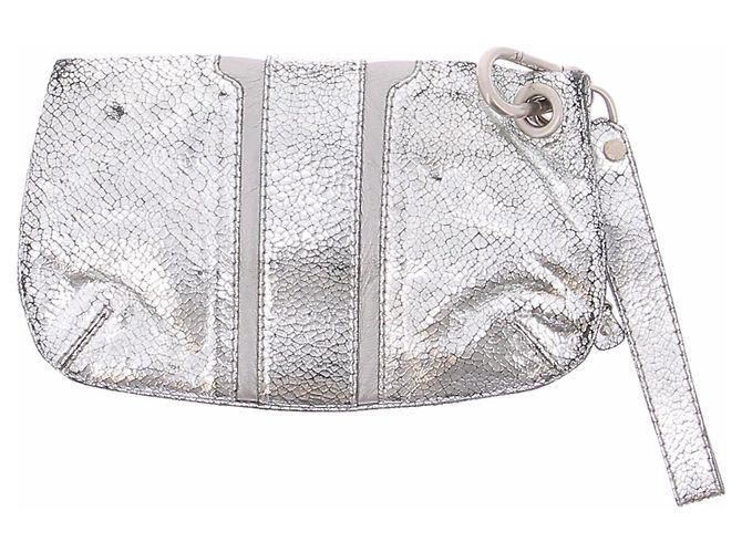 Jimmy Choo Silberne Leder-Clutch - Ansicht 2