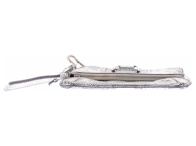 Jimmy Choo Silberne Leder-Clutch - Ansicht 3