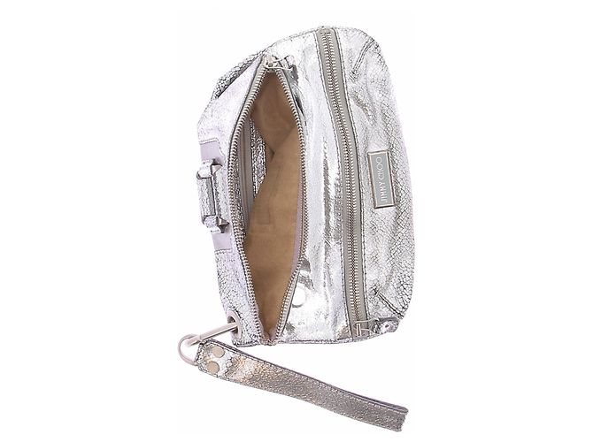 Jimmy Choo Silberne Leder-Clutch - Ansicht 4