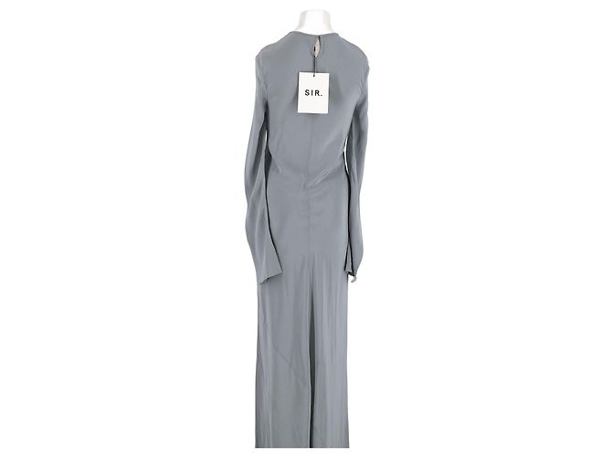 Autre Marque SIR Graues Seidenkleid mit langen Ärmeln - Ansicht 6