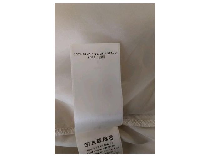Autre Marque Top de seda bege com folhos e mangas curtas - vista 8