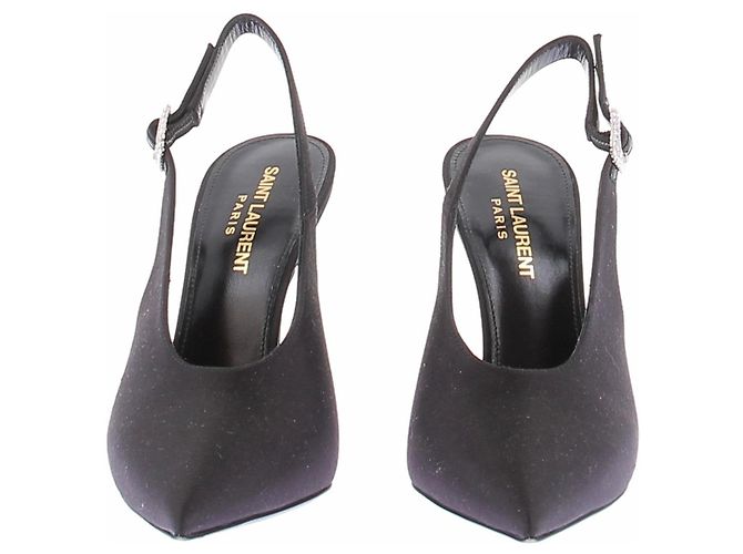 Autre Marque SAINT LAURENT Slingback Absatzschuhe Schwarz Leder 37 - Ansicht 3
