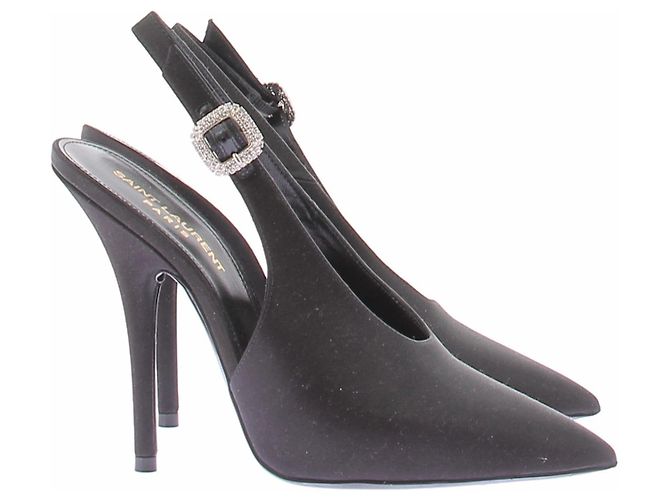Autre Marque SAINT LAURENT Slingback Absatzschuhe Schwarz Leder 37 - Ansicht 6