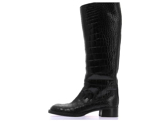 Prada Bottes hautes croco noires - vue 2