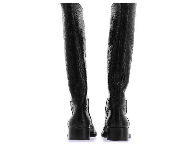 Prada Bottes hautes croco noires - vue 4