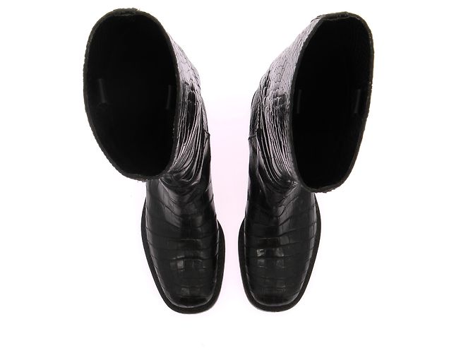 Prada Bottes hautes croco noires - vue 6