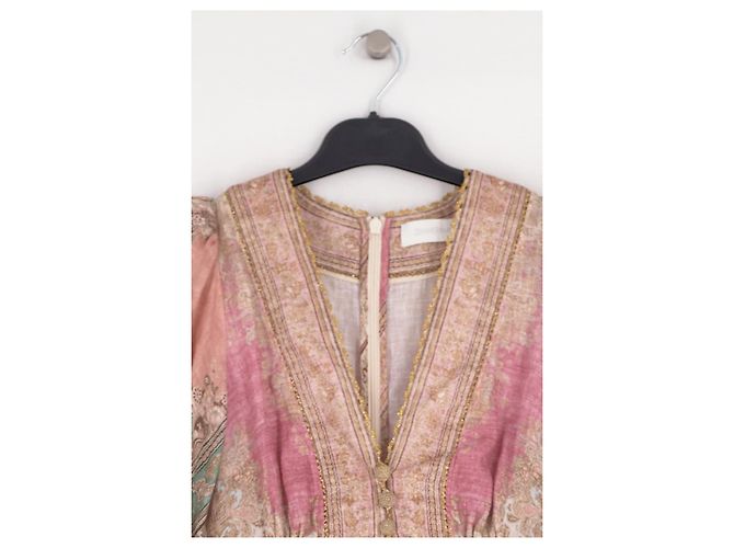 Vestido Zimmermann de lino rosa con estampado floral - vista 2