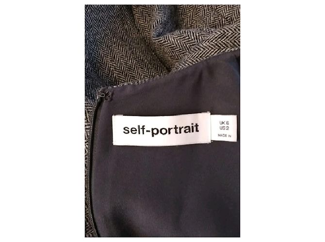 Self Portrait Ärmelloses Wollkleid Grau - Ansicht 7