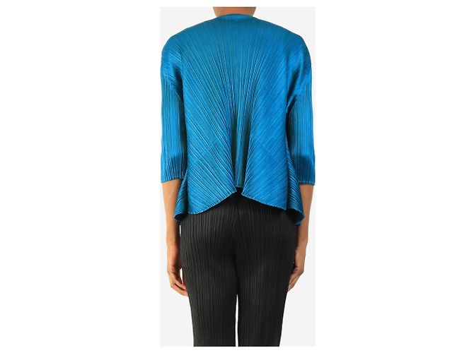 Pleats Please Teal pleated open-front cardigan - size M Blue - view 2