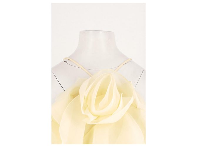 Autre Marque AJE Gelbes langes Kleid mit Rüschen und Blume - Ansicht 2