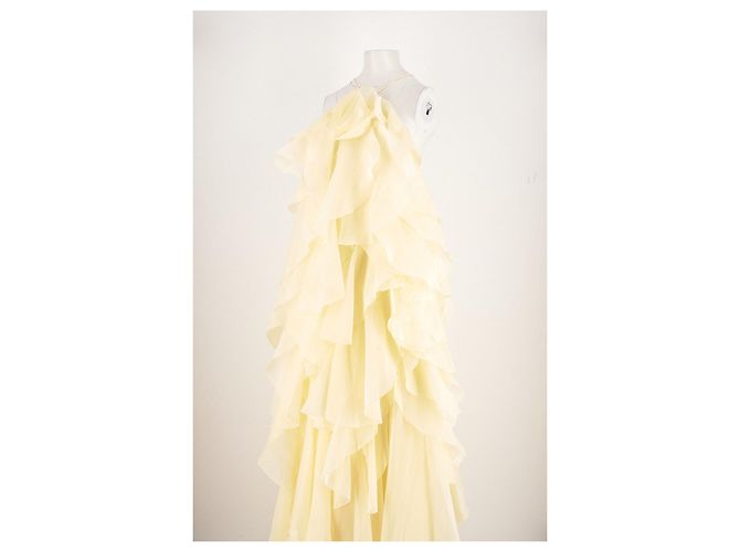 Autre Marque AJE Gelbes langes Kleid mit Rüschen und Blume - Ansicht 4