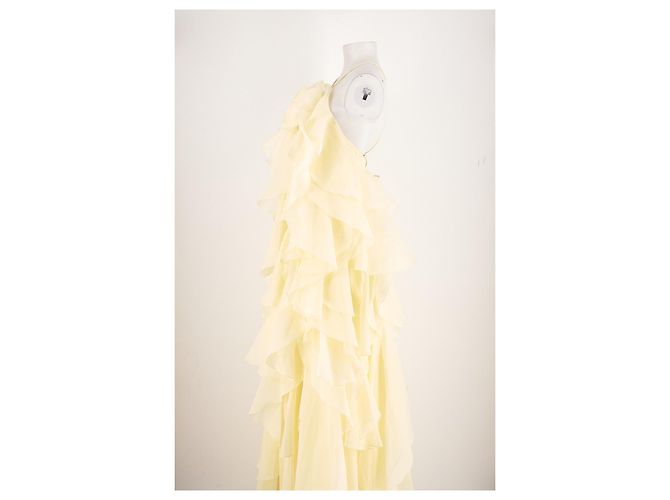 Autre Marque AJE Gelbes langes Kleid mit Rüschen und Blume - Ansicht 5