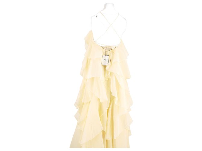 Autre Marque AJE Gelbes langes Kleid mit Rüschen und Blume - Ansicht 6