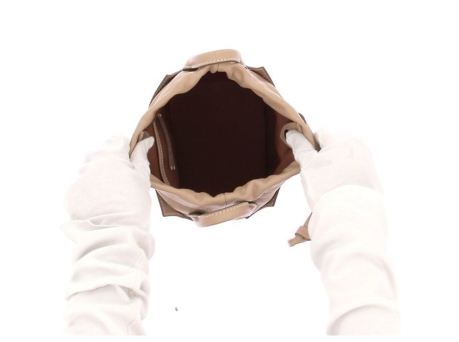 Borsa a secchiello in pelle beige Robert Clergerie - vista 6