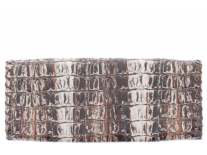 Autre Marque Clutch aus bedrucktem Leder Braun - Ansicht 2