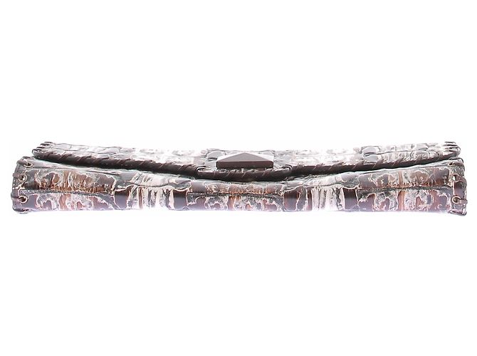Autre Marque Clutch aus bedrucktem Leder Braun - Ansicht 4