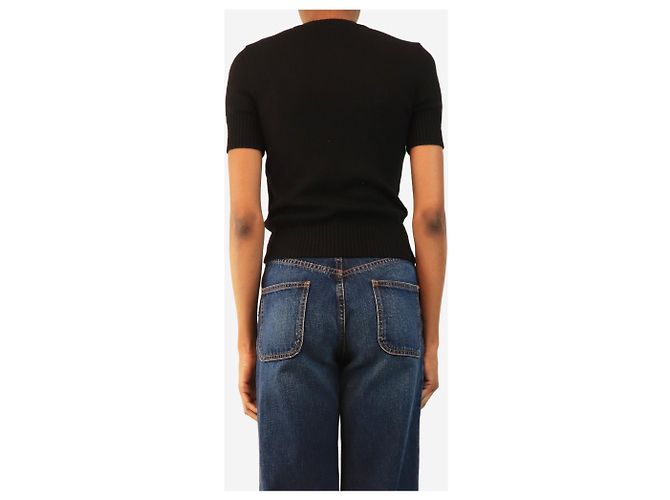 Autre Marque Top de lã preto de manga curta - size S - vista 2