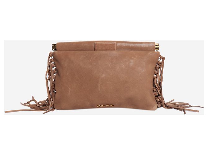 Miu Miu Clutch de couro castanho com borla Marrom - vista 2