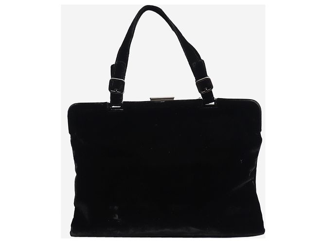 Prada Vintage schwarze Velours-Handtasche mit oberem Griff - Ansicht 3