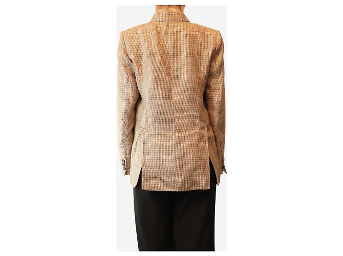 Isabel Marant Etoile Blazer de lino con estampado pied-de-poule marrón - size UK 12 Castaño - vista 2