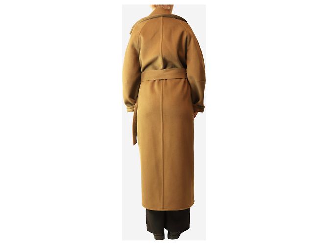Autre Marque Wollmantel in Olivengrün mit Gürtel - size UK 10 - Ansicht 2