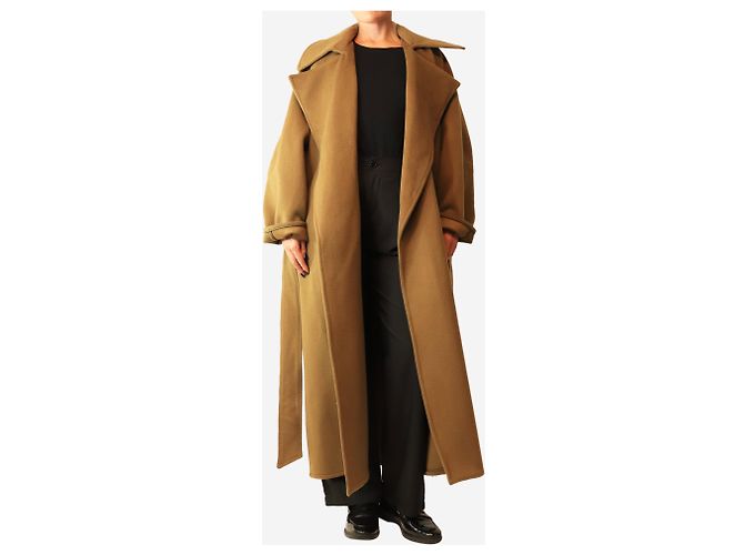 Autre Marque Wollmantel in Olivengrün mit Gürtel - size UK 10 - Ansicht 4